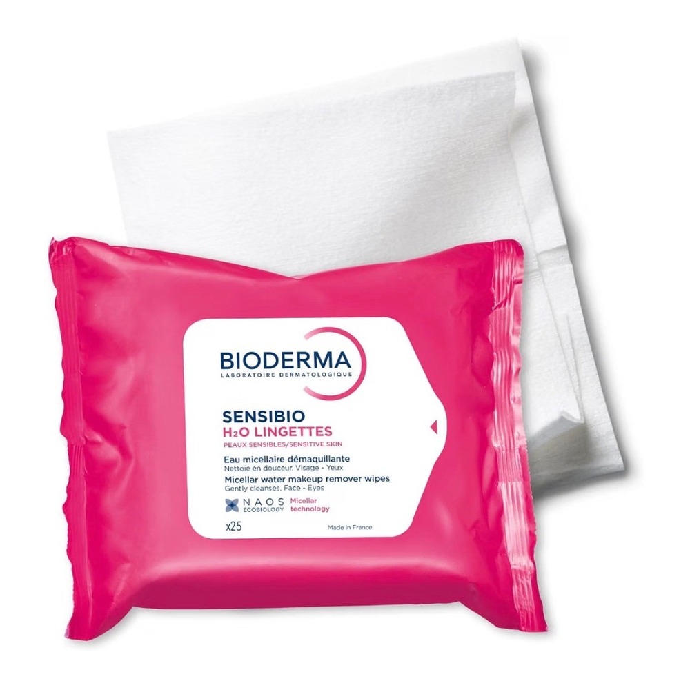 Bioderma Sensibio H2O Micellar Water Makeup Remover Wipes Sensitive Skin 25ct